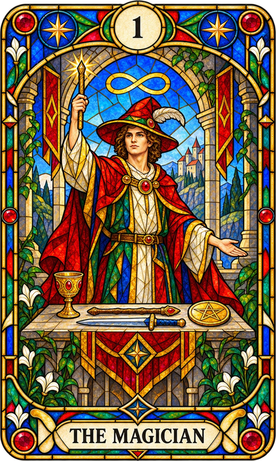 I · Büyücü — Vitray tarot sticker