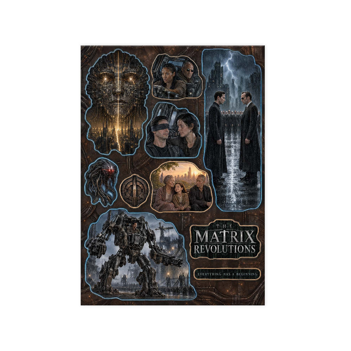 Matrix Revolutions A5 sticker seti - dokulu vernikli baskı, sayfanın tamamı