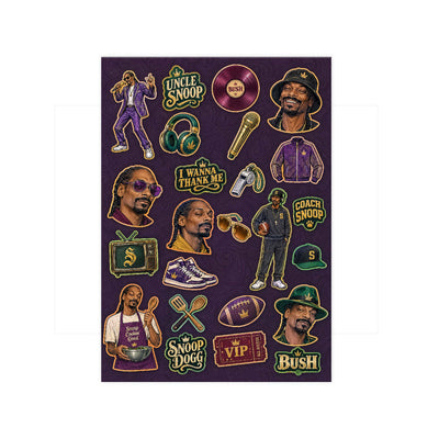 Snoop Dogg A5 sticker seti III - dokulu vernikli baskı, sayfanın tamamı