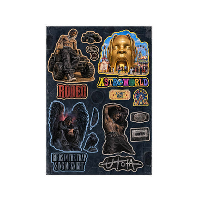 Astroworld A5 sticker seti - dokulu vernikli baskı, sayfanın tamamı