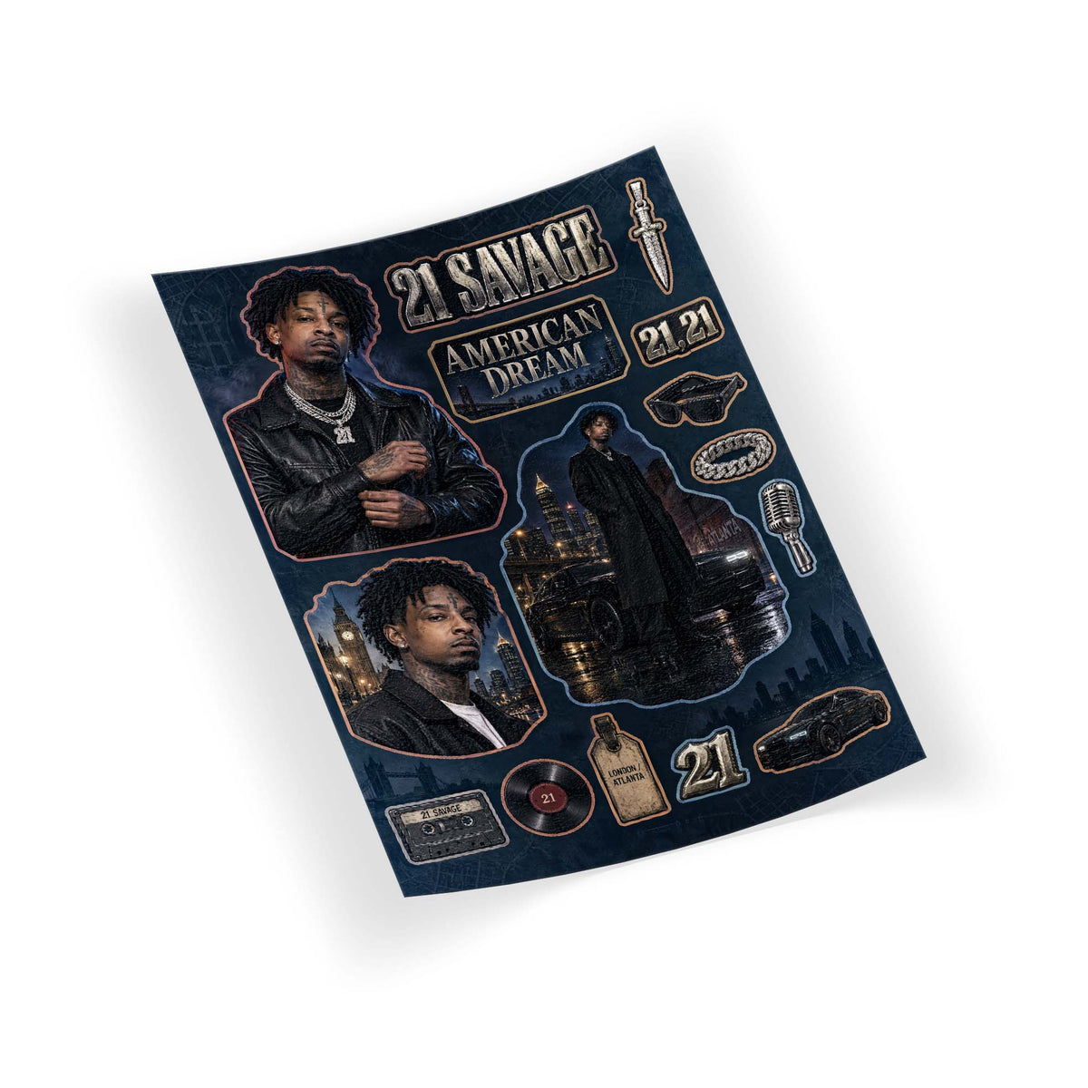 21 Savage A5 sticker seti - detay görseli