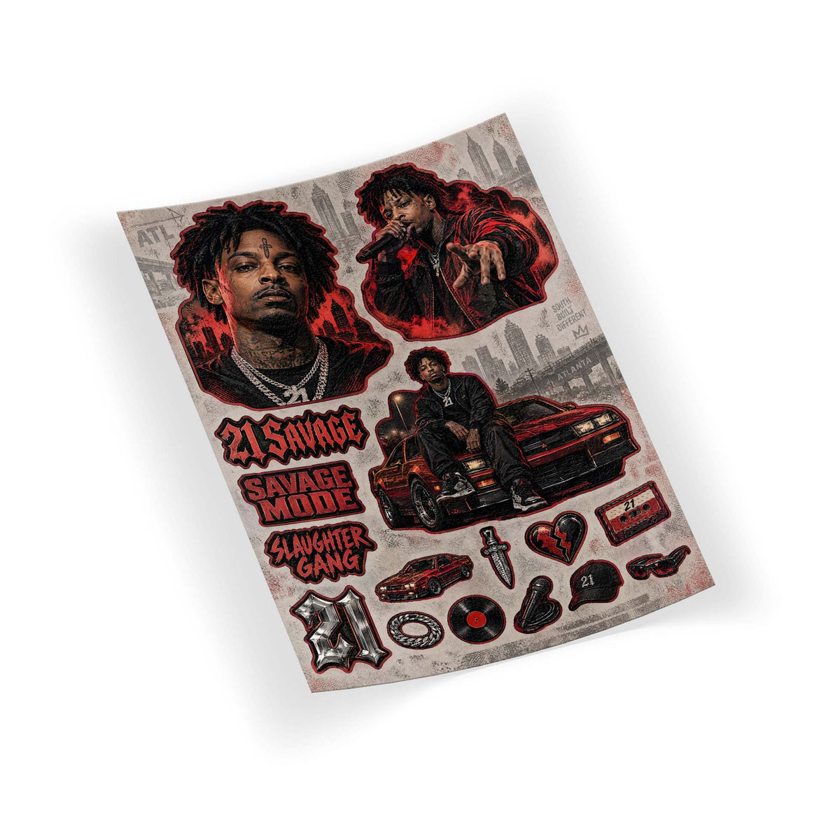 21 Savage Savage Mode A5 sticker seti - detay görseli