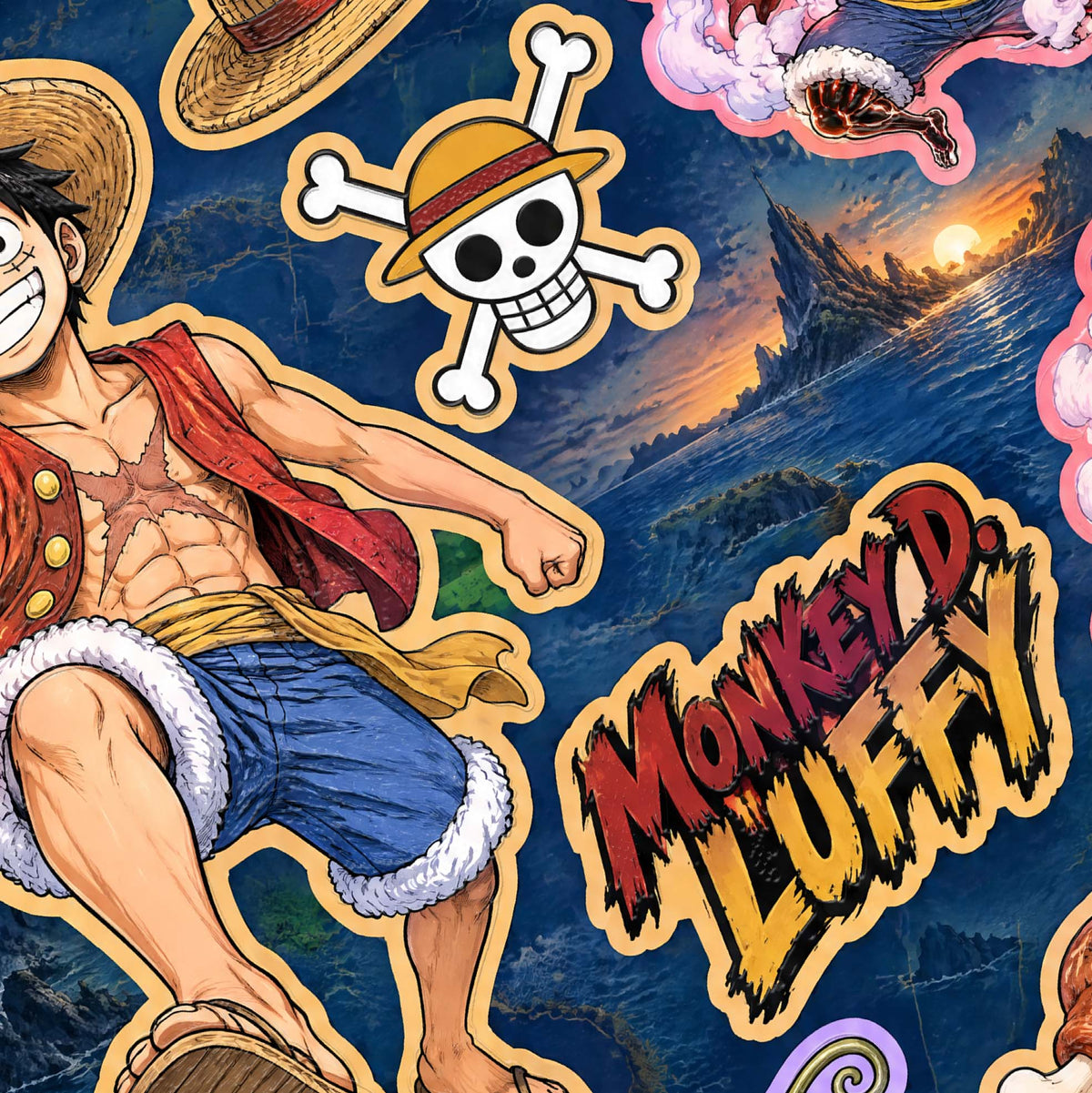 One Piece Luffy A5 sticker seti - detay görseli
