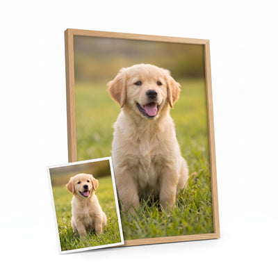 Art Frame — Kendi Tasarımın: 50×70 cm doğal ahşap çerçeveli baskı örneği