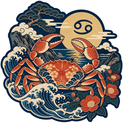 Yengeç burcu — Ukiyo-e stil sticker
